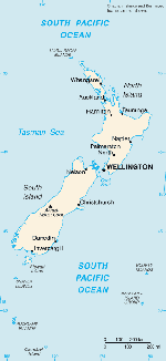 Kartta: Oceania / Uusi-Seelanti
